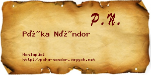 Póka Nándor névjegykártya